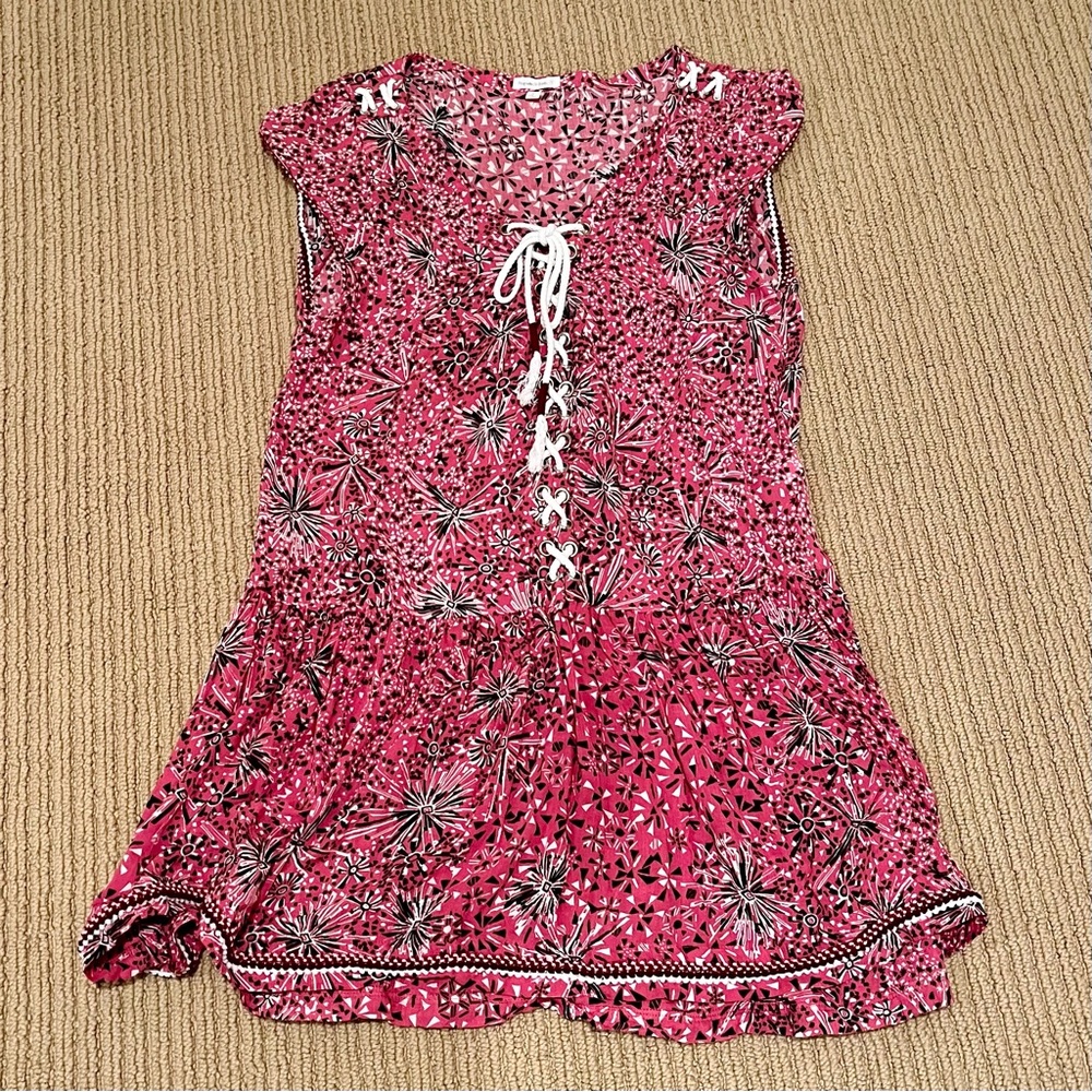 Poupette St Barth Print Lace-up Dress